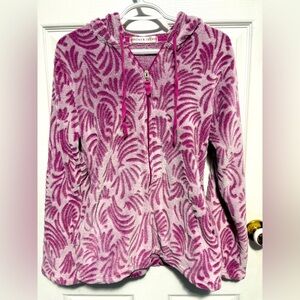 Sandra and Tiffany Pink Patterned Zip Up Teddy Hoodie SM